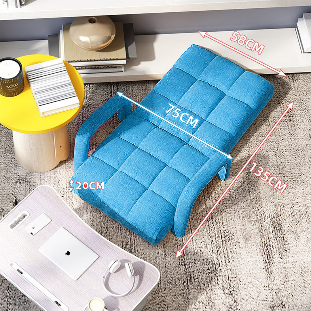 SOGA 4X Foldable Lounge Cushion Adjustable Floor Lazy Recliner Chair with Armrest Blue-PEROZ Accessories