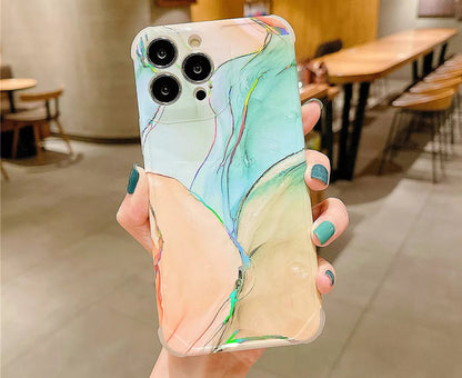Anymob iPhone Case Blush Laser Marble Shockproof Firm Flex Mobile Cover For iPhone 13 12 11 Pro Max Compatible-Mobile Phone Cases-PEROZ Accessories