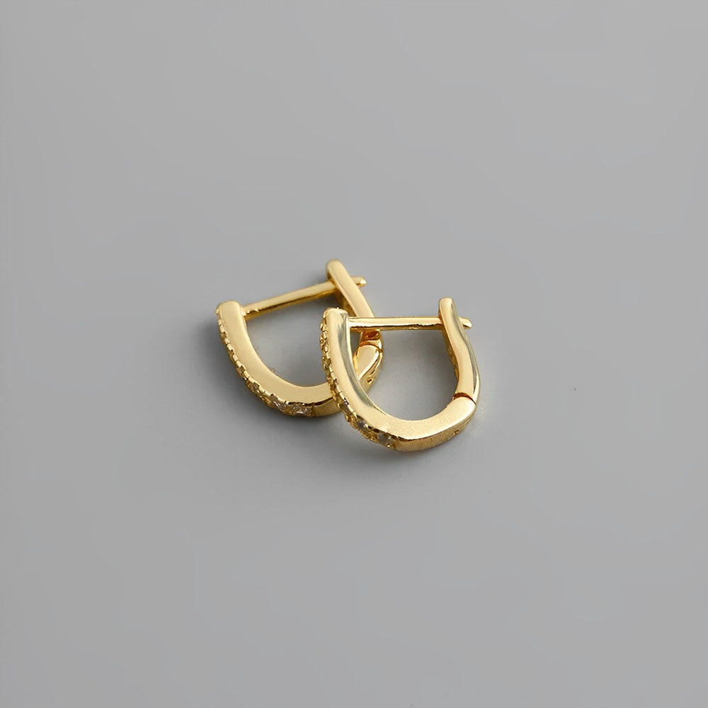 Anyco Hoop Earrings Simple Punk Pave CZ Zircon Huggies Charm Gold Women Piercing Jewelry Accessories 6mm-Earrings-PEROZ Accessories