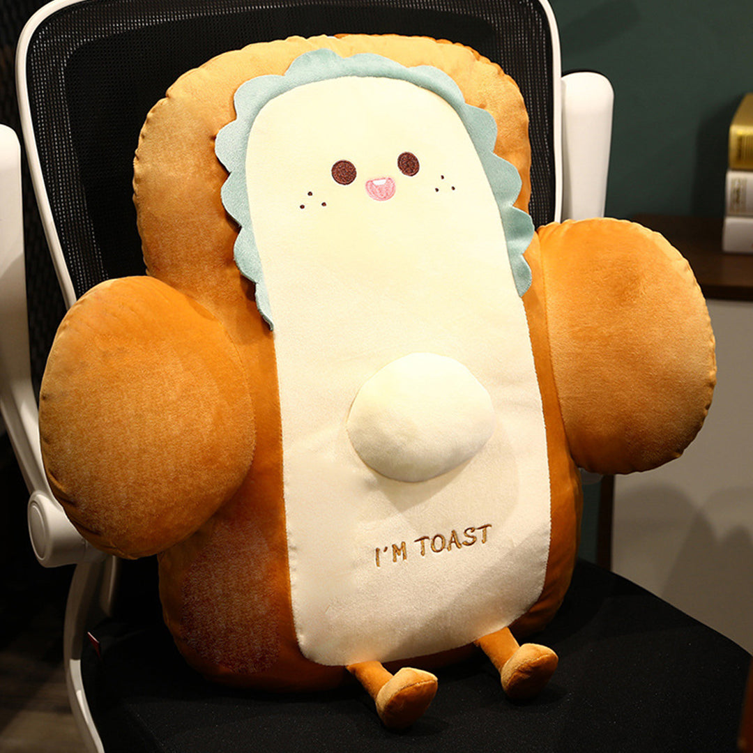 SOGA 2X 58cm Cute Face Toast Bread Cushion Stuffed Car Seat Plush Cartoon Back Support Pillow Home Decor-Chair &amp; Sofa Cushions-PEROZ Accessories
