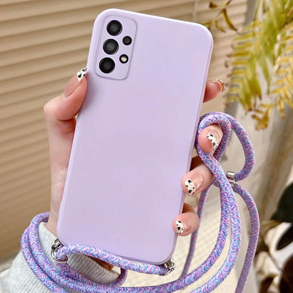 Anymob Samsung Galaxy Phone Case Lavender Crossbody Lanyard- A10 51 71 22 32 325F 326B 24 52 52S 72 10S 20S 30S 21S 13 33 53 73-Mobile Phone Cases-PEROZ Accessories