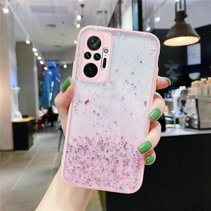 Anymob Xiaomi Phone Case Pink Gradient Sequins Glitter Silicone Mobile Cover- Note 10 9 8 Pro 10S 9A 9C 9T Mi 11 Lite Poco X3 F3 M3-Mobile Phone Cases-PEROZ Accessories