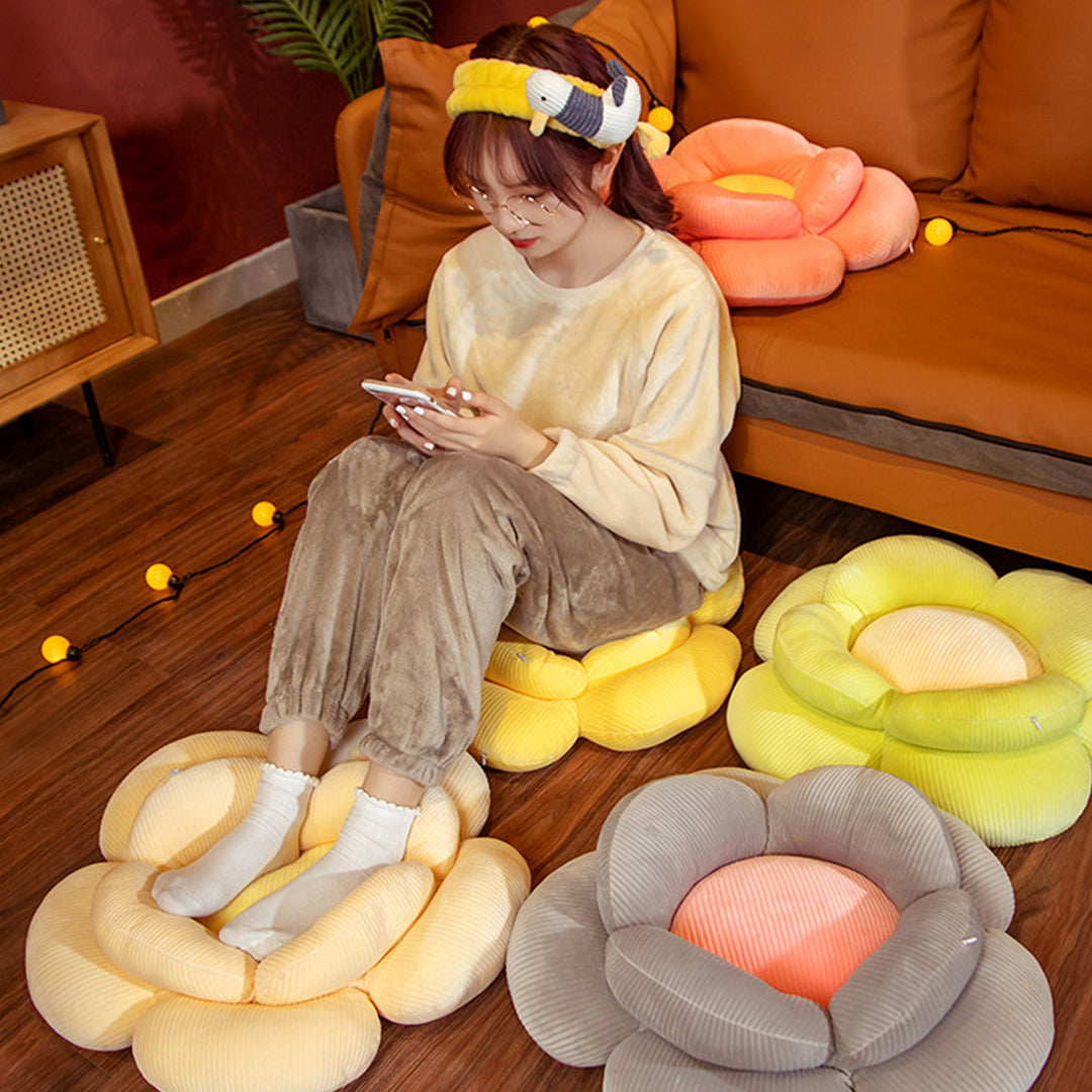 SOGA Beige Double Flower Shape Cushion Soft Bedside Floor Plush Pillow Home Decor-Chair &amp; Sofa Cushions-PEROZ Accessories