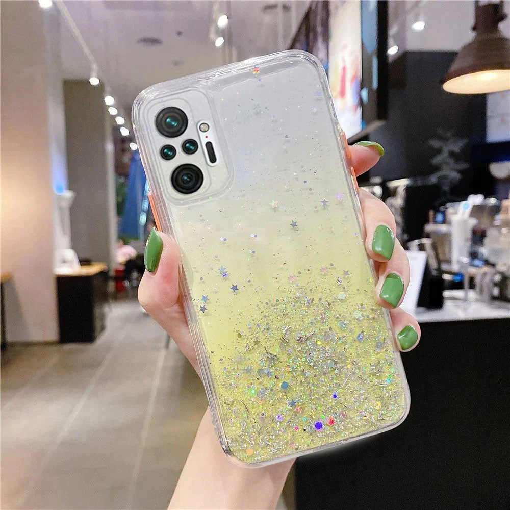 Anymob Xiaomi Phone Case Yellow Gradient Sequins Glitter Silicone Mobile Cover For Note 10 9 8 Pro 10S 9A 9C 9T Mi 11 Lite Poco X3 F3 M3-Mobile Phone Cases-PEROZ Accessories