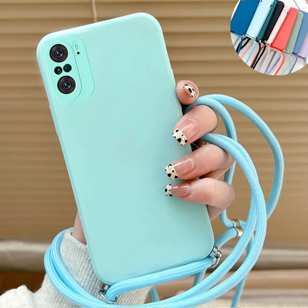 Anymob Xiaomi Phone Case Sky Blue Crossbody Lanyard Soft Silicon For Mi 11T Pro 11 Lite Redmi Note 10 9 Pro Max 10S 9T Mi POCO X3 Compatible-Mobile Phone Cases-PEROZ Accessories