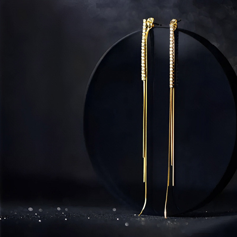 Anyco Fashion Earrings Luxury Crystal Zircon Snake Bone Tassel Long Wedding Jewelry for Women-Earrings-PEROZ Accessories