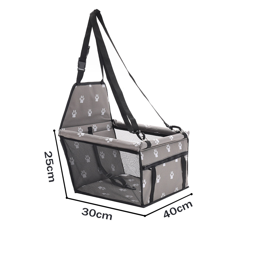 SOGA 2X Waterproof Pet Booster Car Seat Breathable Mesh Safety Travel Portable Dog Carrier Bag Grey-Pet Carriers &amp; Travel Products-PEROZ Accessories