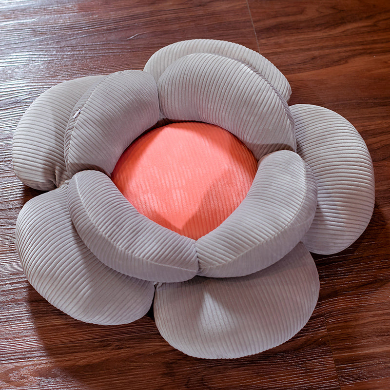SOGA Grey Double Flower Shape Cushion Soft Bedside Floor Plush Pillow Home Decor-Chair &amp; Sofa Cushions-PEROZ Accessories