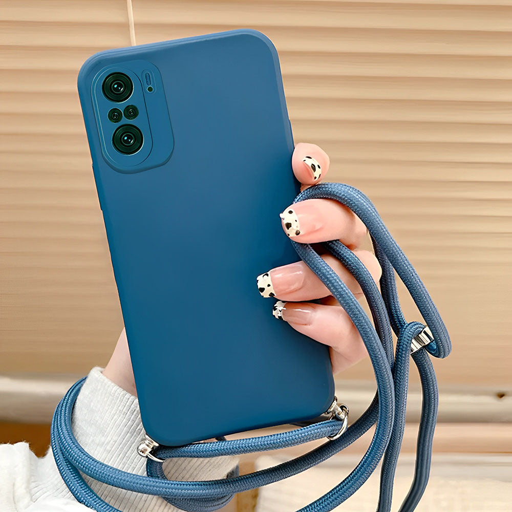 Anymob Xiaomi Phone Case Dark Blue Crossbody Lanyard Soft Silicon For Mi 11T Pro 11 Lite Redmi Note 10 9 Pro Max 10S 9T Mi POCO X3 Compatible-Mobile Phone Cases-PEROZ Accessories