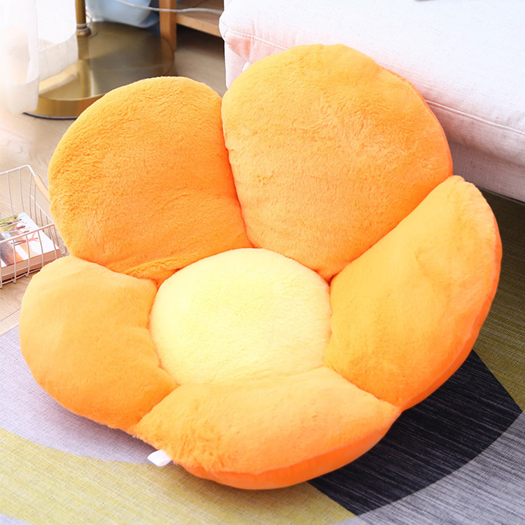SOGA Orange Whimsical Big Flower Shape Cushion Soft Leaning Bedside Pad Floor Plush Pillow Home Decor-Chair &amp; Sofa Cushions-PEROZ Accessories