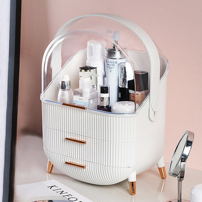 SOGA 29cm White Countertop Makeup Cosmetic Storage Organiser Skincare Holder Jewelry Storage Box with Handle-Makeup Organisers-PEROZ Accessories