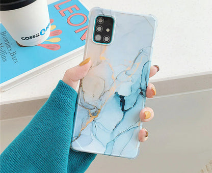 Anymob Samsung Phone Case Light Blue Marble Mobile Cover For S21 Plus Ultra S10 Plus S20 Plus Ultra S20 FE Lite Note 10 A50 30S 50S A51 A71 S22-Mobile Phone Cases-PEROZ Accessories