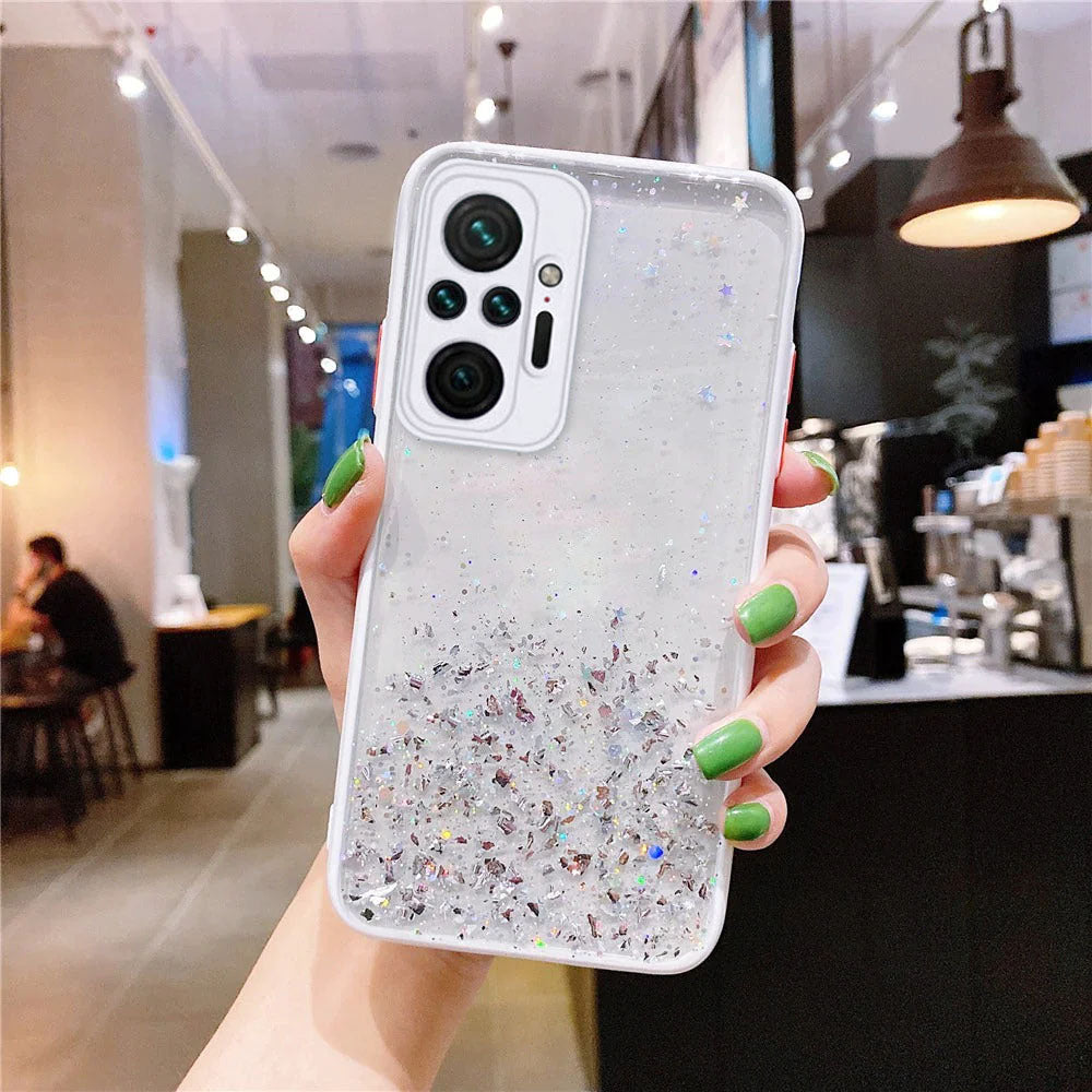 Anymob Xiaomi Phone Case White Gradient Sequins Glitter Silicone Mobile Cover For Note 10 9 8 Pro 10S 9A 9C 9T Mi 11 Lite Poco X3 F3 M3-Mobile Phone Cases-PEROZ Accessories