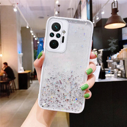 Anymob Xiaomi Phone Case White Gradient Sequins Glitter Silicone Mobile Cover For Note 10 9 8 Pro 10S 9A 9C 9T Mi 11 Lite Poco X3 F3 M3-Mobile Phone Cases-PEROZ Accessories