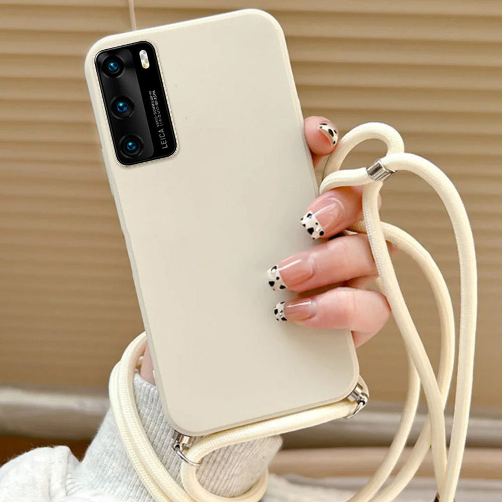 Anymob Huawei Phone Case White Necklace Crossbody Cord Rope Silicone For P30 P40 Lite P50 P20 Pro Mate 20 30 P Smart 2021-Mobile Phone Cases-PEROZ Accessories
