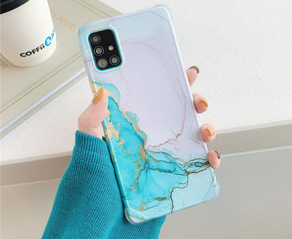 Anymob Samsung Phone Case Blue Green Marble Mobile Cover For S21 Plus Ultra S10 Plus S20 Plus Ultra S20 FE Lite Note 10 A50 30S 50S A51 A71 S22-Mobile Phone Cases-PEROZ Accessories