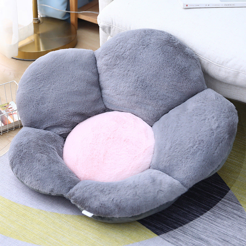 SOGA 2X Dark Gray Whimsical Big Flower Shape Cushion Soft Leaning Bedside Pad Floor Plush Pillow Home Decor-Chair & Sofa Cushions-PEROZ Accessories
