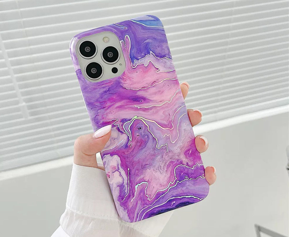 Anymob iPhone Case Pink Lavender Marble Pattern Soft Silicone Cover For iPhone 13 11 12 Pro Max X XR XS Max 7 8 Plus SE 2020-Mobile Phone Cases-PEROZ Accessories