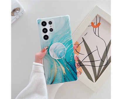 Anymob Samsung Phone Case Style Crack Granite Marble Fold Holder Soft Cover Blue For S22 Ultra S21 Plus Note 20 S20 FE S10 A51 A71 A50-Mobile Phone Cases-PEROZ Accessories