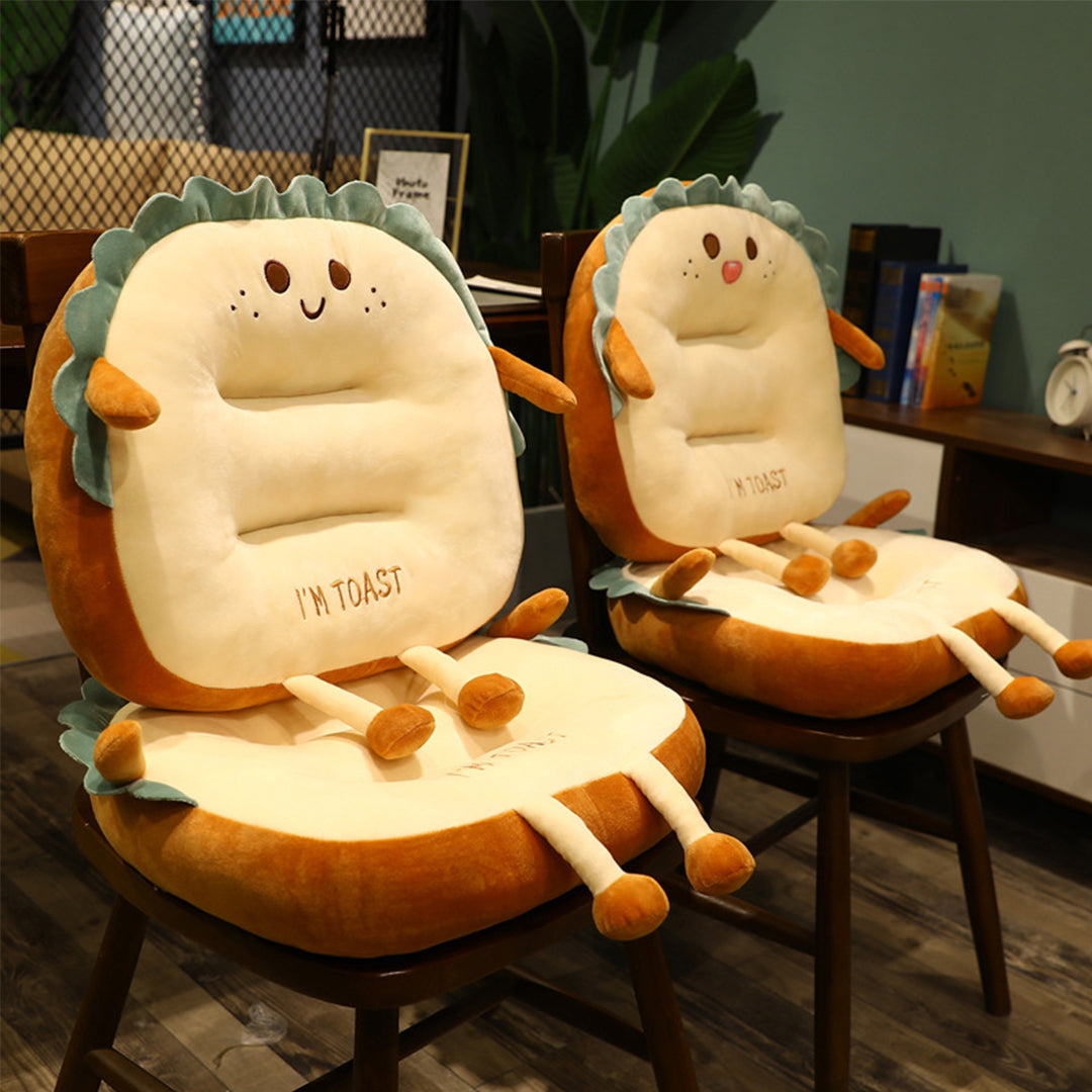 SOGA 2X Cute Face Toast Bread Cushion Stuffed Car Seat Plush Cartoon Back Support Pillow Home Decor-Chair &amp; Sofa Cushions-PEROZ Accessories