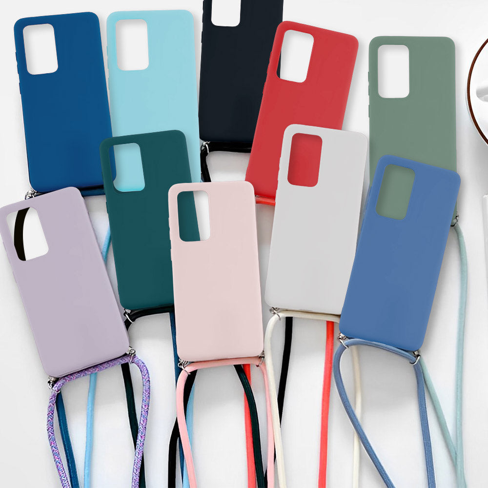 Anymob Huawei Phone Case Blue Necklace Lanyard Crossbody Cord Rope Soft Silicone-Mobile Phone Cases-PEROZ Accessories