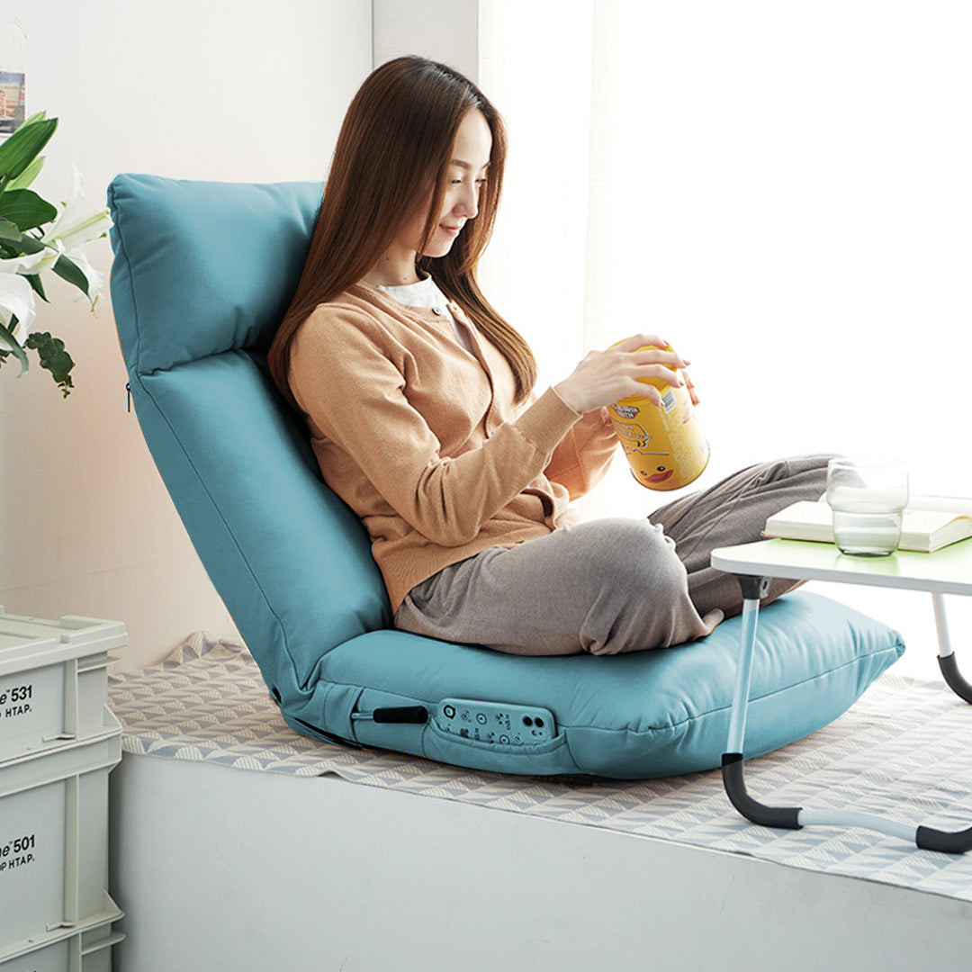 SOGA Blue Lounge Recliner Lazy Sofa Bed Tatami Cushion Collapsible Backrest Seat Home Office Decor-Headboard Pillow-PEROZ Accessories