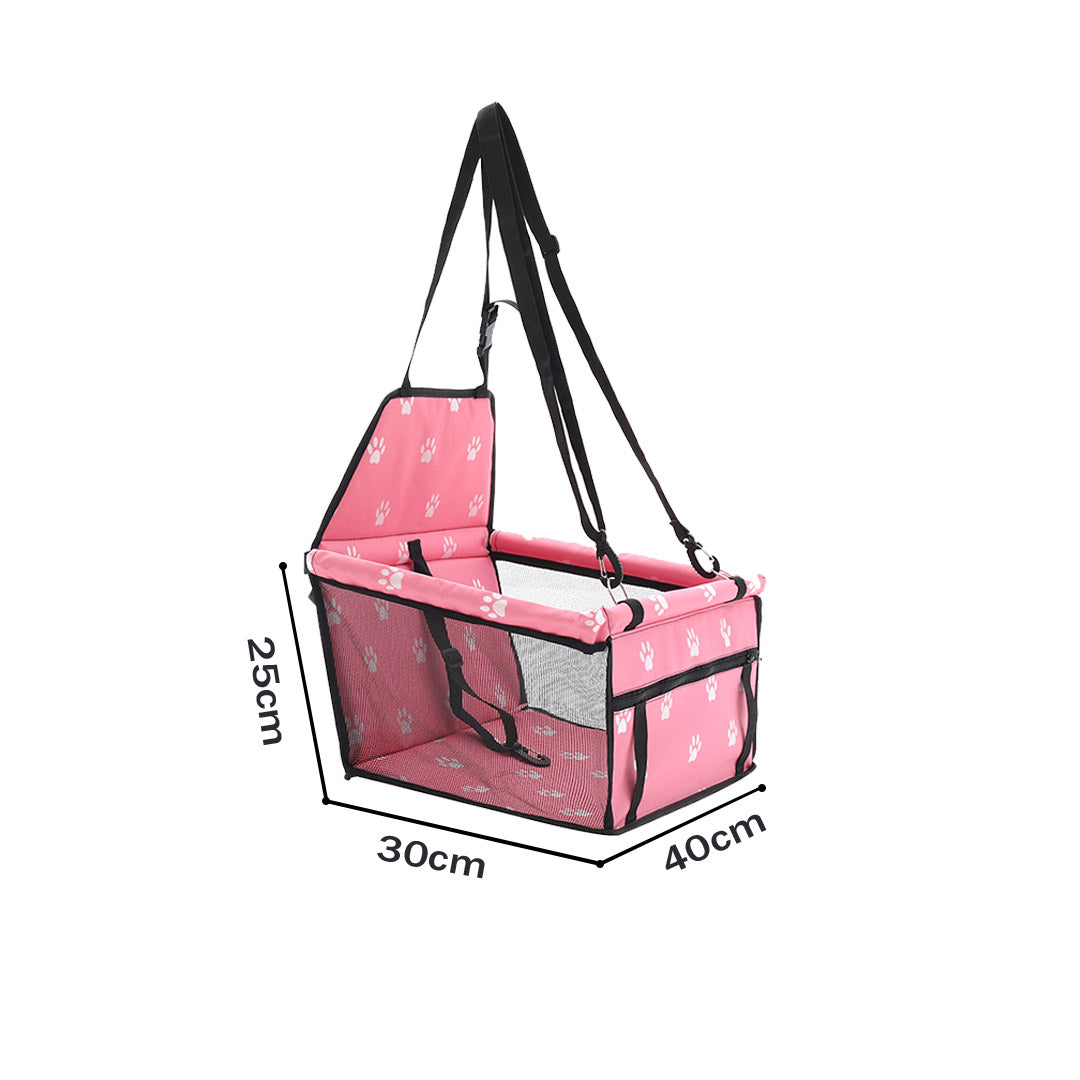 SOGA 2X Waterproof Pet Booster Car Seat Breathable Mesh Safety Travel Portable Dog Carrier Bag Pink-Pet Carriers &amp; Travel Products-PEROZ Accessories