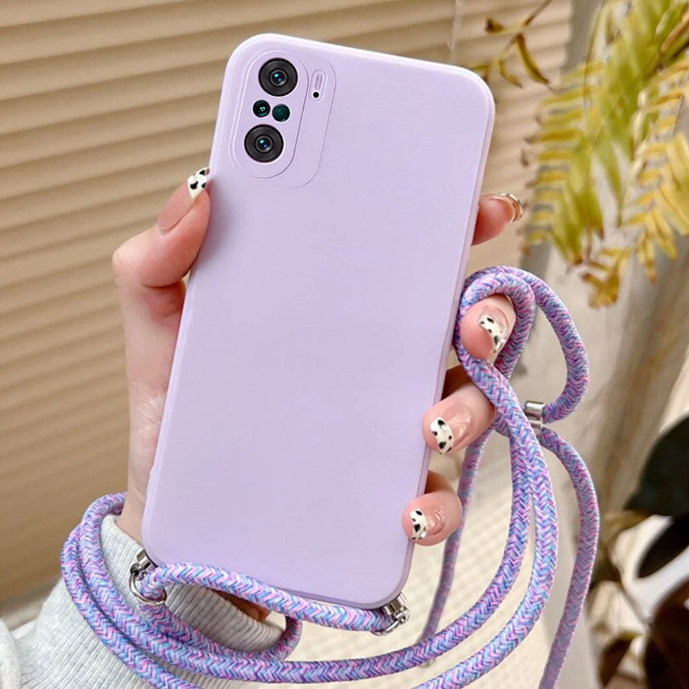 Anymob Xiaomi Phone Case Purple Crossbody Lanyard Soft Silicon For Mi 11T Pro 11 Lite Redmi Note 10 9 Pro Max 10S 9T Mi POCO X3 Compatible-Mobile Phone Cases-PEROZ Accessories