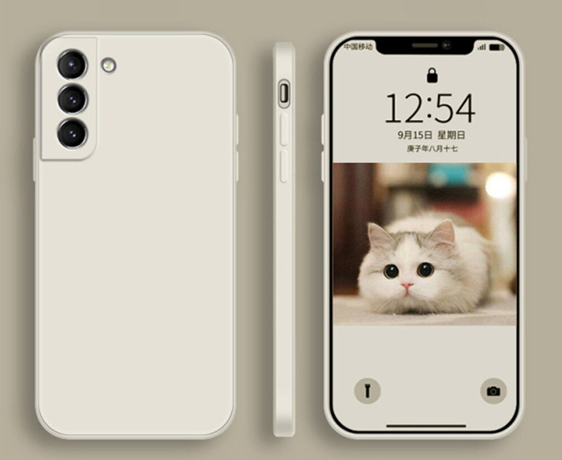 Anymob Samsung Phone Case Beige Soft Silicone For Galaxy S22 Ultra S21 FE S20 Plus Note 20 A12 A22 A32 A52 A72 A51 A71 A13 A33 A53 Cover-Mobile Phone Cases-PEROZ Accessories