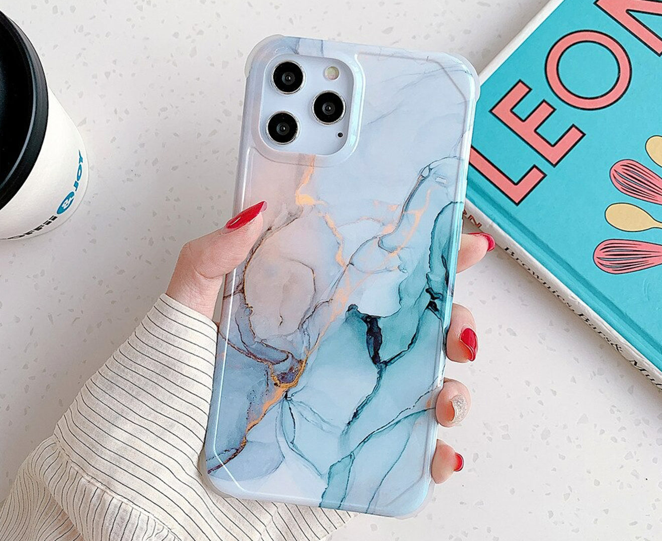 Anymob iPhone Case Baby Blue Marble Painting Pattern Soft Silicone Back Cover- Apple iPhone 11 Pro Max 7 8 Plus XS XR SE 2020-Mobile Phone Cases-PEROZ Accessories