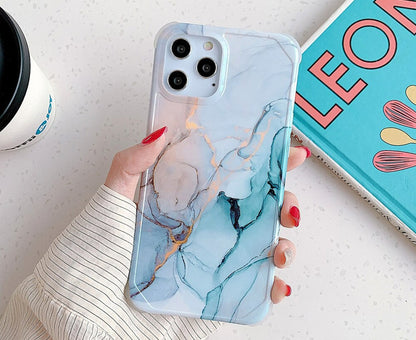 Anymob iPhone Case Baby Blue Marble Painting Pattern Soft Silicone Back Cover- Apple iPhone 11 Pro Max 7 8 Plus XS XR SE 2020-Mobile Phone Cases-PEROZ Accessories