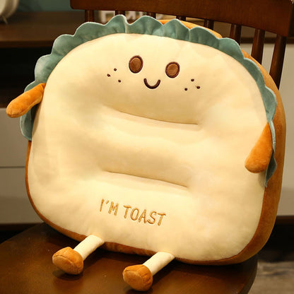 SOGA 2X Smiley Face Toast Bread Cushion Stuffed Car Seat Plush Cartoon Back Support Pillow Home Decor-Chair &amp; Sofa Cushions-PEROZ Accessories