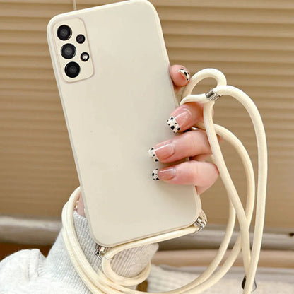 Anymob Samsung Galaxy Phone Case White Crossbody Necklace Lanyard- A10 51 71 12 22 32 325F 326B 24 52 52S 72 10S 20S 30S 21S-Mobile Phone Cases-PEROZ Accessories