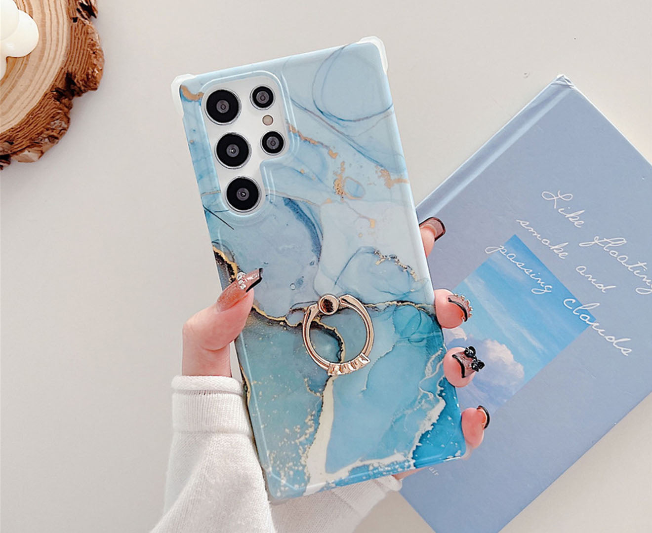 Anymob Samsung Phone Case Neon Blue Crack Granite Marble For S22 Ultra S21 Plus S20 FE S10 A51 A71 A50 A30S Note 10 20-Mobile Phone Cases-PEROZ Accessories