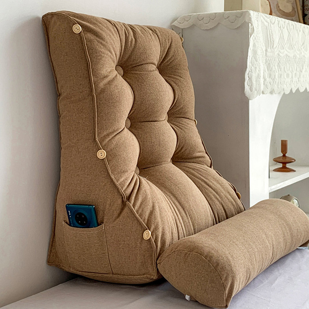 SOGA 60cm Khaki Triangular Wedge Lumbar Pillow Headboard Backrest Sofa Bed Cushion Home Decor-Headboard Pillow-PEROZ Accessories