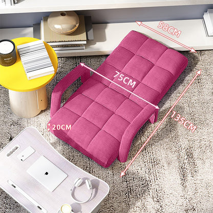 SOGA Foldable Lounge Cushion Adjustable Floor Lazy Recliner Chair with Armrest Pink-PEROZ Accessories