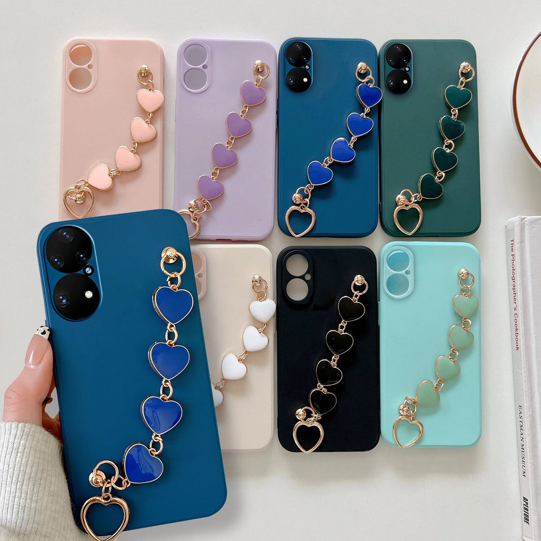 Anymob Huawei Phone Case Black Heart Shape Strap Soft Silicone Back Cover-Mobile Phone Cases-PEROZ Accessories