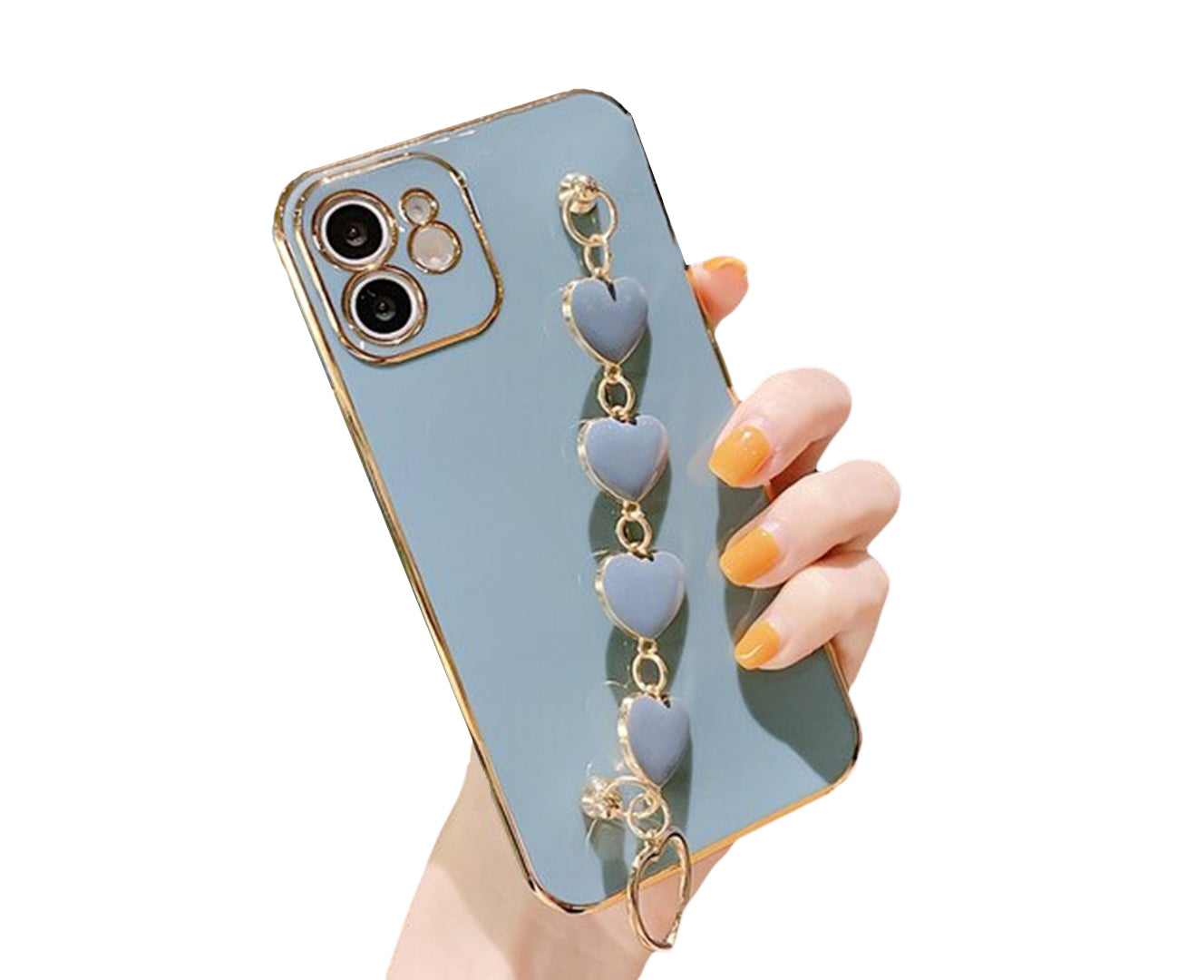 Anymob iPhone Case Gray Cyan Heart Bracelet Colorful Electroplating Silicone Mobile Cover iPhone 13 11 12 Pro Max X XR XS Max Compatible-Mobile Phone Cases-PEROZ Accessories