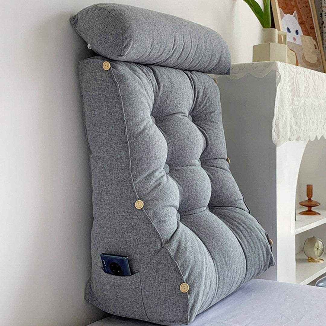 SOGA 45cm SilverTriangular Wedge Lumbar Pillow Headboard Backrest Sofa Bed Cushion Home Decor-Headboard Pillow-PEROZ Accessories