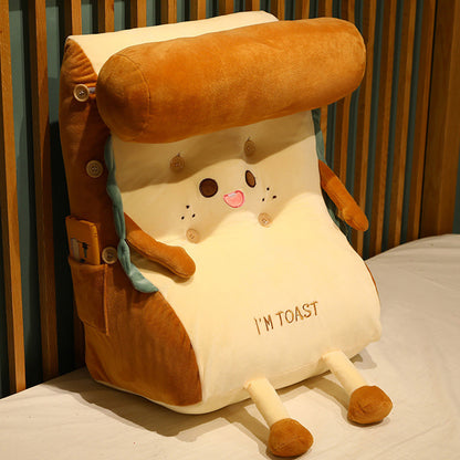 SOGA 2X Cute Face Toast Bread Wedge Cushion Stuffed Plush Cartoon Back Support Pillow Home Decor-PEROZ Accessories