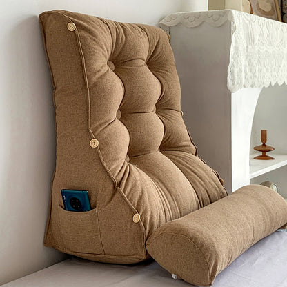 SOGA 45cm Khaki Triangular Wedge Lumbar Pillow Headboard Backrest Sofa Bed Cushion Home Decor-Headboard Pillow-PEROZ Accessories