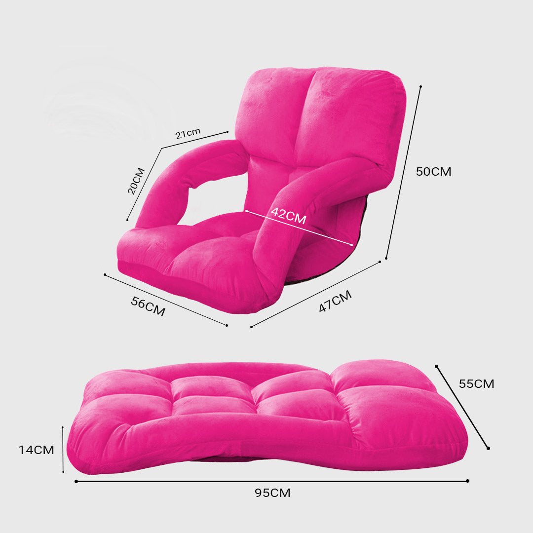 SOGA Foldable Lounge Cushion Adjustable Floor Lazy Recliner Chair with Armrest Pink - Kid-Recliner Chair-PEROZ Accessories