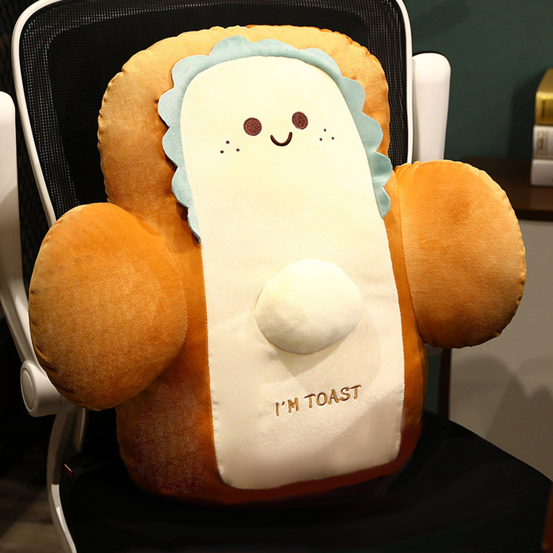SOGA 2X 48cm Smiley Face Toast Bread Cushion Stuffed Car Seat Plush Cartoon Back Support Pillow Home Decor-Chair &amp; Sofa Cushions-PEROZ Accessories