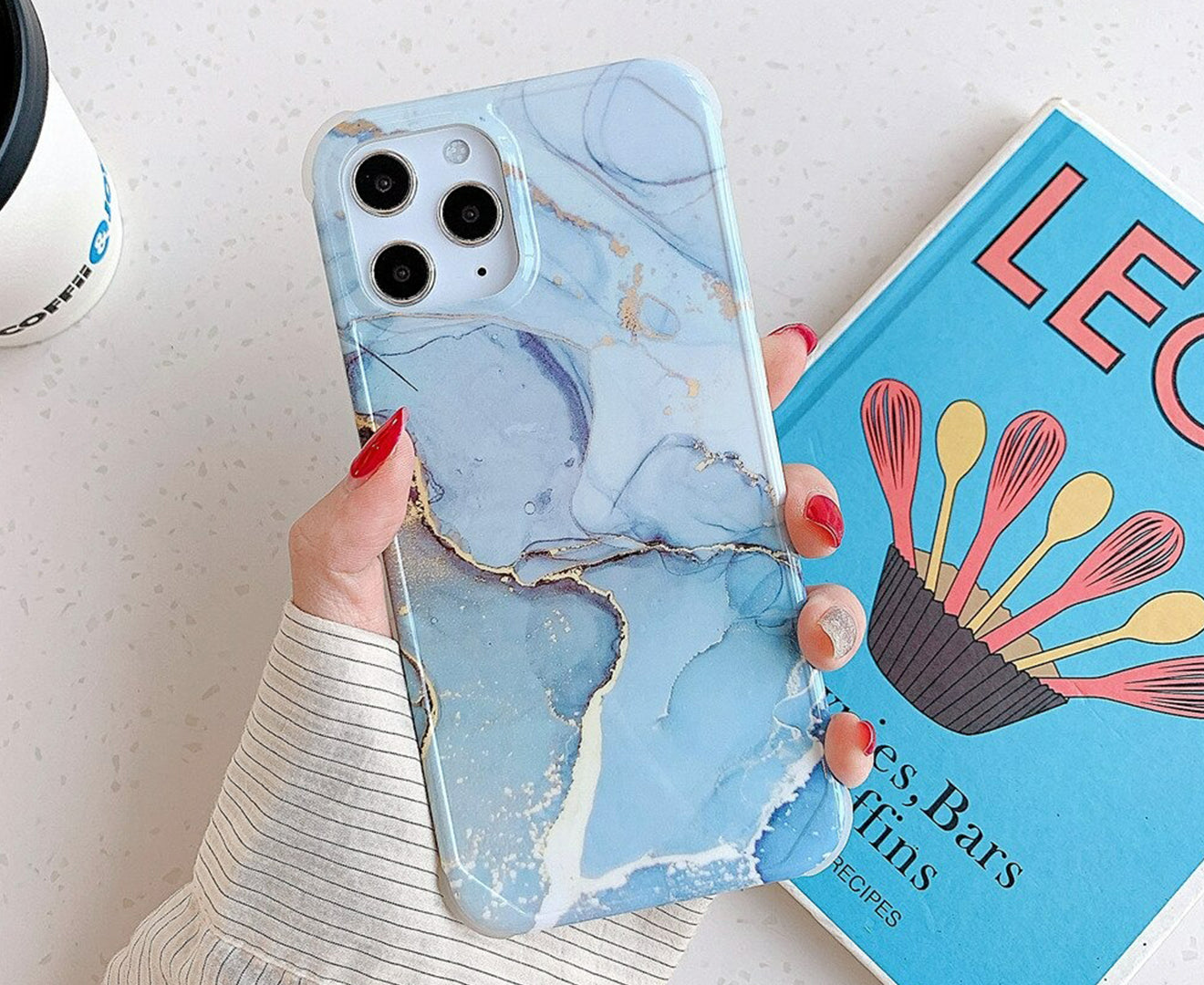 Anymob iPhone Case Light Steel Blue Marble Oil Painting Pattern Soft Silicone Back Cover For iPhone 11 Pro Max 7 8 Plus XS XR SE 2020 12-Mobile Phone Cases-PEROZ Accessories