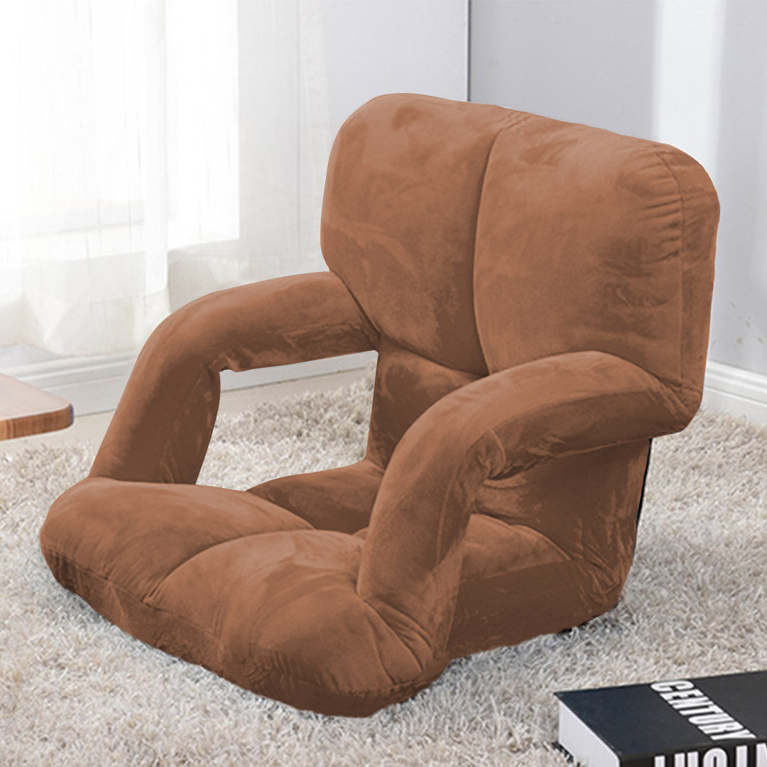 SOGA 2X Foldable Lounge Cushion Adjustable Floor Lazy Recliner Chair with Armrest Coffee - Kid-Recliner Chair-PEROZ Accessories