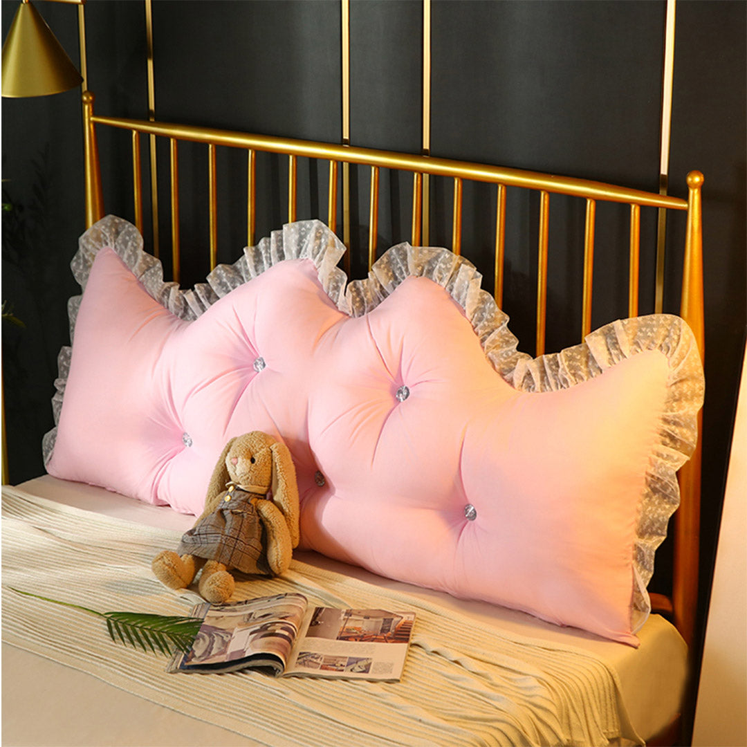 SOGA 4X 120cm Pink Princess Bed Pillow Headboard Backrest Bedside Tatami Sofa Cushion with Ruffle Lace Home Decor-Headboard Pillow-PEROZ Accessories