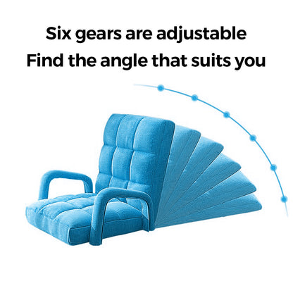 SOGA 4X Foldable Lounge Cushion Adjustable Floor Lazy Recliner Chair with Armrest Blue-PEROZ Accessories