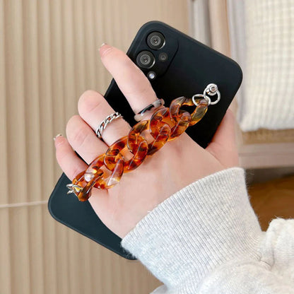Anymob Samsung Mobile Marble Bracelet Phone Case in Luxurious Black Case Design For S10 S20 S21 S22 Plus Ultra FE Note With Wrist Strap Silicone Cover-Mobile Phone Cases-PEROZ Accessories