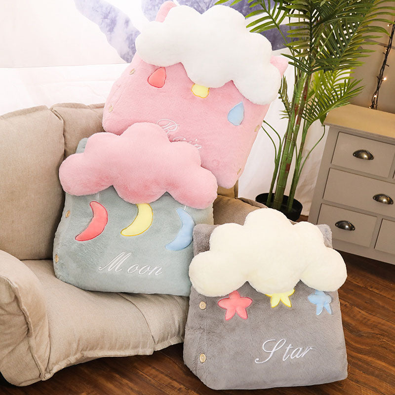 SOGA 2X Pink Cute Cloud Cushion Soft Leaning Lumbar Wedge Pillow Bedside Plush Home Decor-Chair &amp; Sofa Cushions-PEROZ Accessories