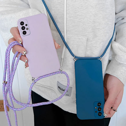 Anymob Samsung Phone Case Black Crossbody Necklace Lanyard-Mobile Phone Cases-PEROZ Accessories